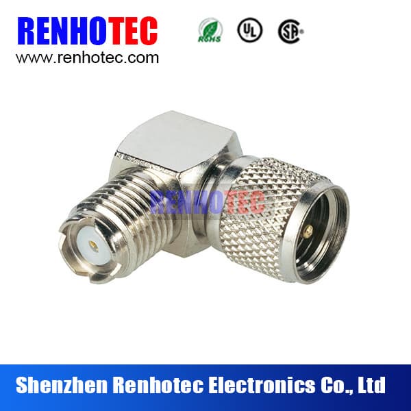 UHF Male to Mini Female Right Angle Coaxial Connector